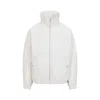 Mordecai High Collar White Jacket With Relaxed Fit In Beige