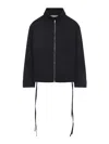 Mordecai Layered Jacket Point Collar Adjustable Drawstrings In Black