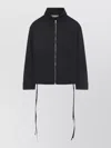 Mordecai Layered Jacket Point Collar Adjustable Drawstrings In Black