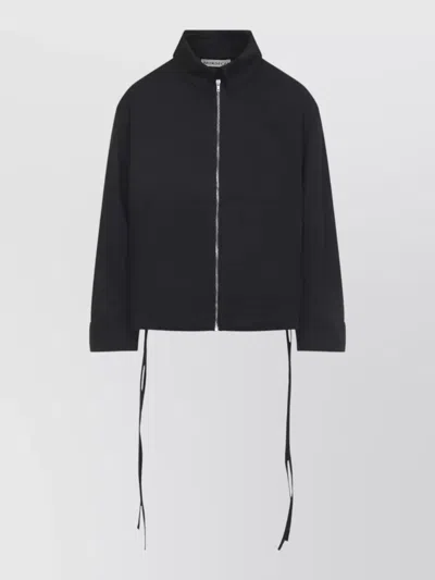 Mordecai Layered Jacket Point Collar Adjustable Drawstrings In Black