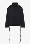 Mordecai Layered Jacket Point Collar Adjustable Drawstrings In Black