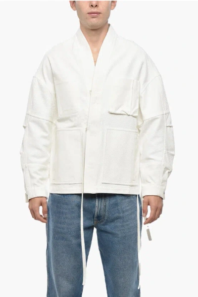 Mordecai Lightweight Cotton Kimono Field Jacket With Breast Pocket In White