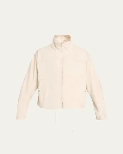 Mordecai Men's Cotton Drill Stand-collar Blouson Jacket In White