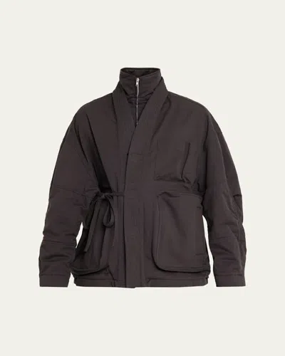 Mordecai Men's Full-zip Layered Kimono Jacket In Gray