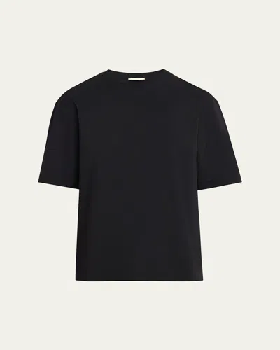 Mordecai Men's Jersey Back-stripe Oversized Crewneck T-shirt In Black