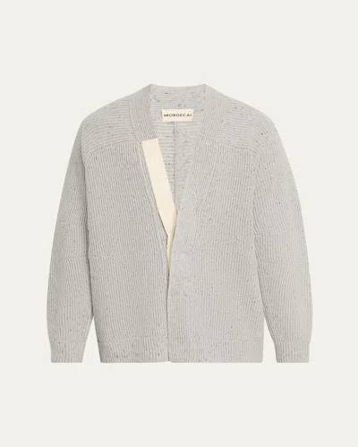 Mordecai Men's Mixed English Rib Cardigan In Gray