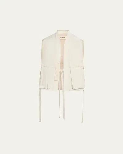 Mordecai Men's Multi-pocket Kimono Vest In Ivory