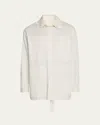Mordecai Men's Overshirt With Removable Collar In Alabastro White Stripe