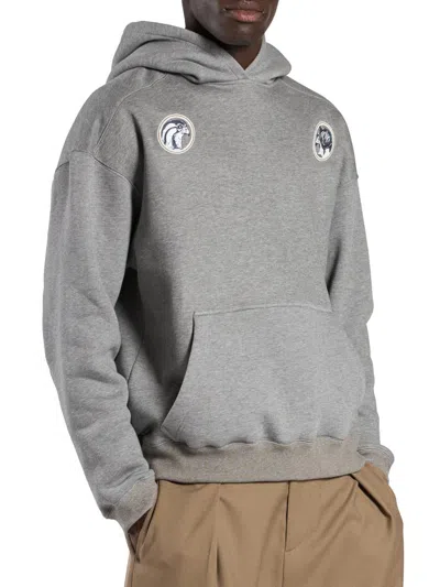 Mordecai Men's Printed Cotton Hoodie In Gray