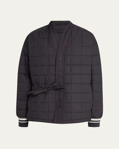 Mordecai Men's Quilted Nylon Kimono Jacket In Black