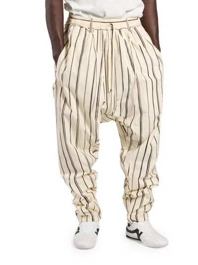 Mordecai Men's Samurai-style Striped Cotton Pants In Stripe Black White