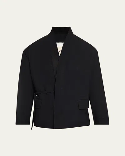 Mordecai Men's Wool Kimono Blazer In Black