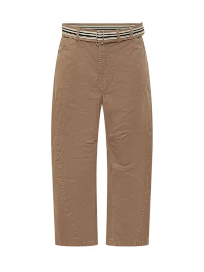 Mordecai Mini Paintntaloni With Belt And Tailored Pockets In Khaki
