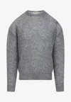 Mordecai Grey Melange Mohair Crewneck Sweater In Gray