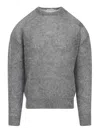 Mordecai Grey Melange Mohair Crewneck Sweater In Gray