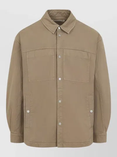 Mordecai Overshirt Dropped Shoulders Long Sleeves Polyester In Brown