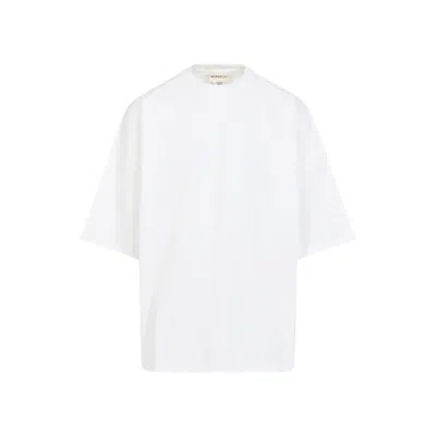 Mordecai Oversized High Neck T-shirt With Vertical Stripe Detail In White
