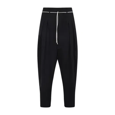 Mordecai Black Virgin Wool Drawstring Pant