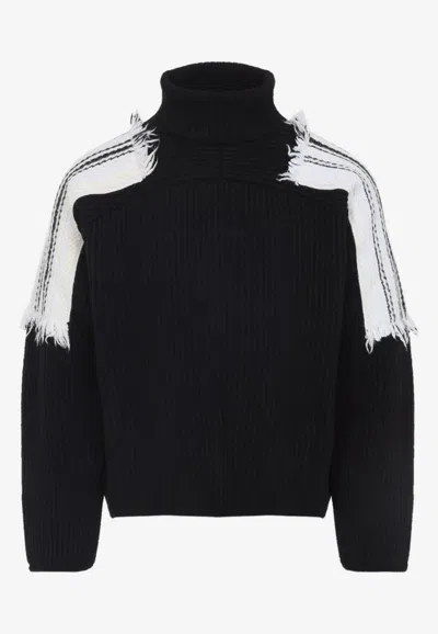 Mordecai Patched-shoulders Knitted Sweater In Black