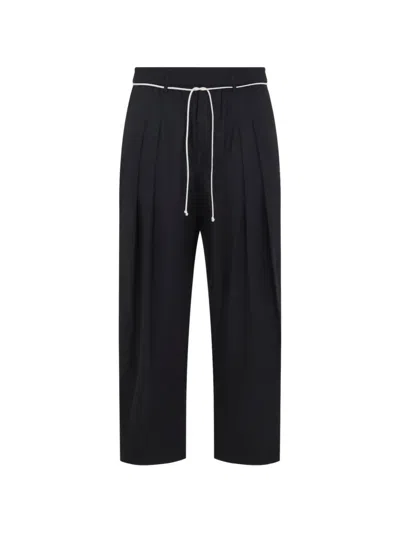 Mordecai Pleated Drawstring Trousers In Black
