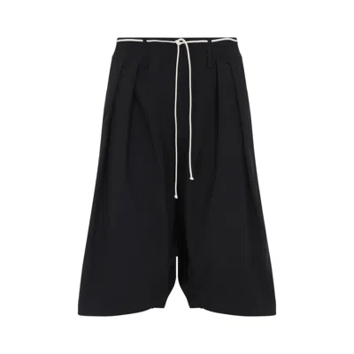 Mordecai Relaxed Fit Black Trousers With Pleats And Drawstring Waist