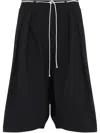 Mordecai Relaxed Fit Black Trousers With Pleats And Drawstring Waist In Black