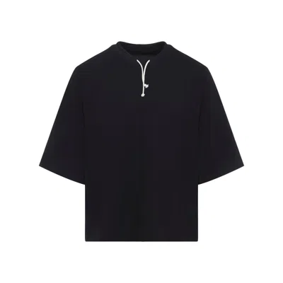 Mordecai Cord Detail Crew Neck Drawstring T Shirt In Black