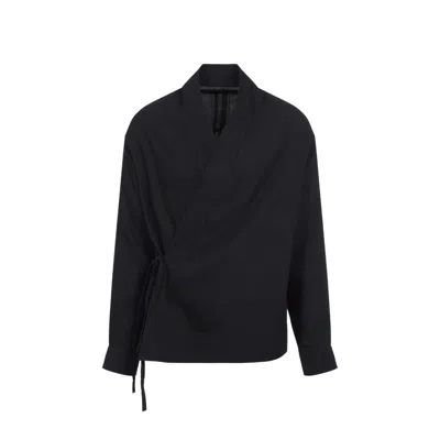 Mordecai Wrap Design Black Shirt In Blue