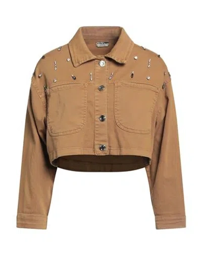 More By Siste's Woman Denim Outerwear Camel Size 12 Cotton, Elastane In Beige