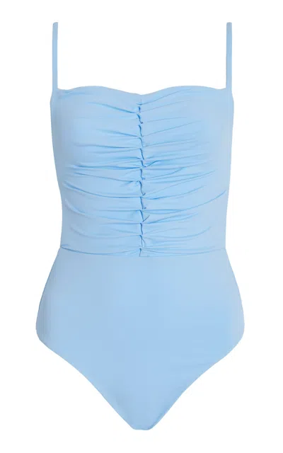 Moré Noir Blair Ruched One-piece Swimsuit In Blue
