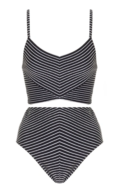 Moré Noir Chloe Striped High-waist Bikini Set