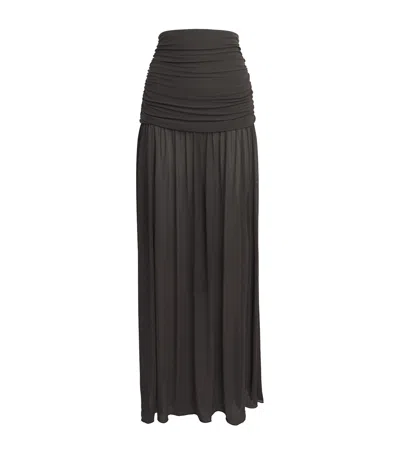 Moré Noir Crepe Nova Maxi Skirt In Brown