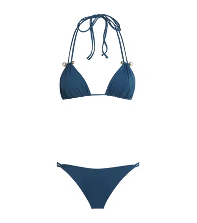 Moré Noir Embellished Bella Bikini In Blue