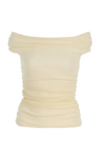 Moré Noir Ida Wool-blend Jersey Top In Ivory