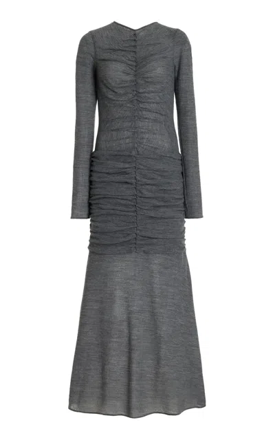 Moré Noir Lauren Knit Wool-blend Maxi Dress In Grey
