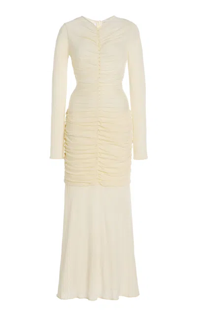 Moré Noir Lauren Wool-blend Jersey Dress In Ivory