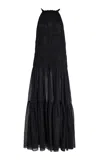 Moré Noir Philippa Cotton-silk Voile Dress In Black