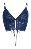 Moré Noir South Cotton-silk Voile Top In Blue