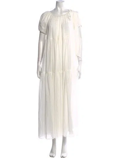 Pre-owned Moré Noir Square Neckline Long Dress W/ Tags In White