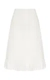 Moré Noir Venetia Ruched Cotton-silk Voile Midi Skirt In White