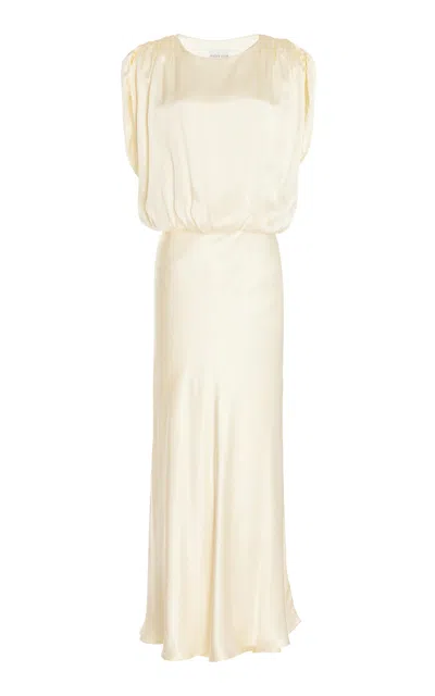 Moré Noir Victoria Satin Maxi Dress In Ivory