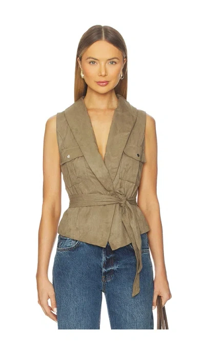 More To Come Aaliyah Faux Suede Vest In Green