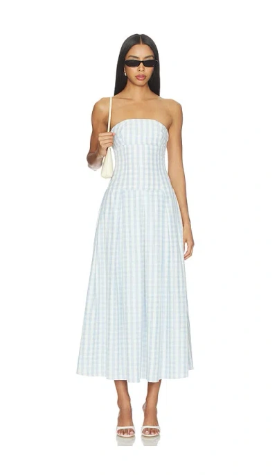 More To Come Adley Strapless Maxi Dress In Blue