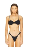 More To Come Amelia Ruffle Bikini Top In Black