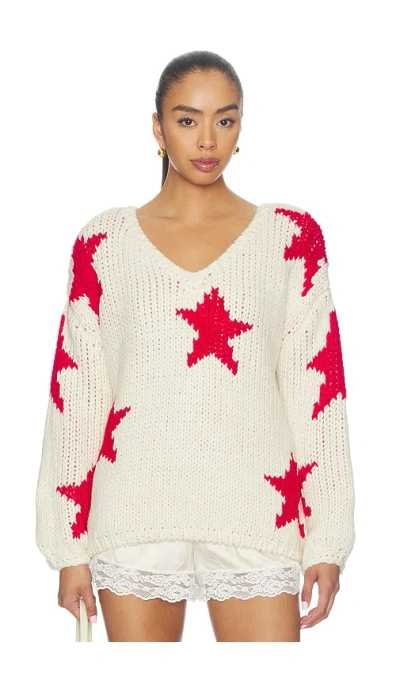 More To Come Amyra V Neck Sweater In White