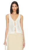 More To Come Anaya Tie Front Top In Cream