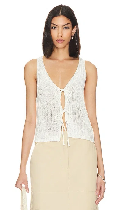 More To Come Anaya Tie Front Top In Cream