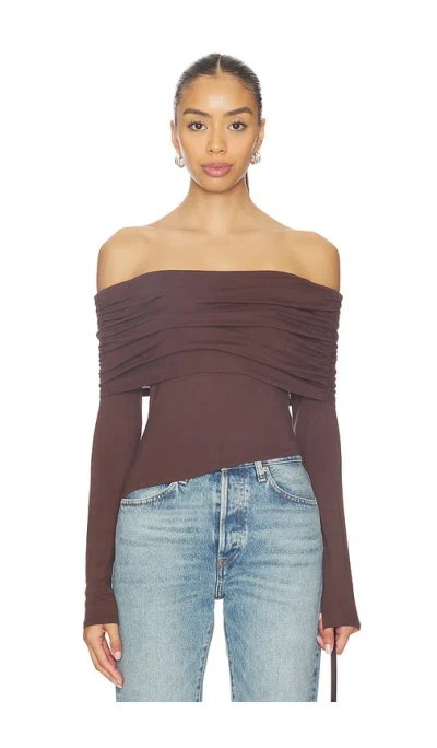 More To Come Andrea Off Shoulder Top In Brown