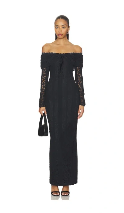 More To Come Annabelle Off Shoulder Maxi In Black