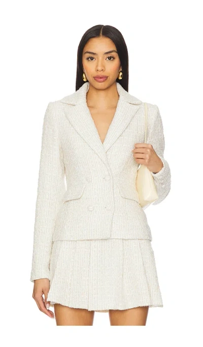 More To Come Ashtyn Tweed Blazer In 混奶油色